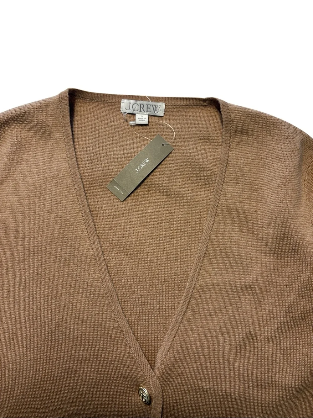 J. Crew Giselle V-Neck Sweater Blazer S Tan V-Neck Longer Gold Buttons NWT